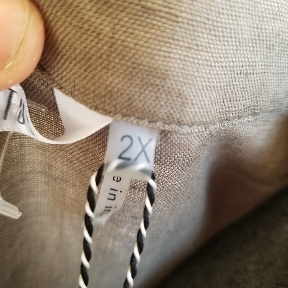 NWT Open-front linen duster jacket in Olive green, with pockets sz 2X - Picture 7 of 8